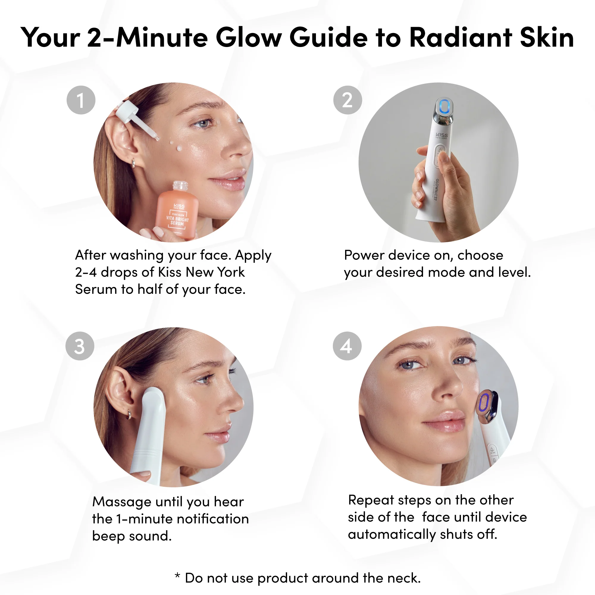 Kiss New York Glownic27 Kit Microcurrent Facial Device with Full Size Vita Serum – Electroporation Facial Skin Booster for Absorption & Firming - Image 16