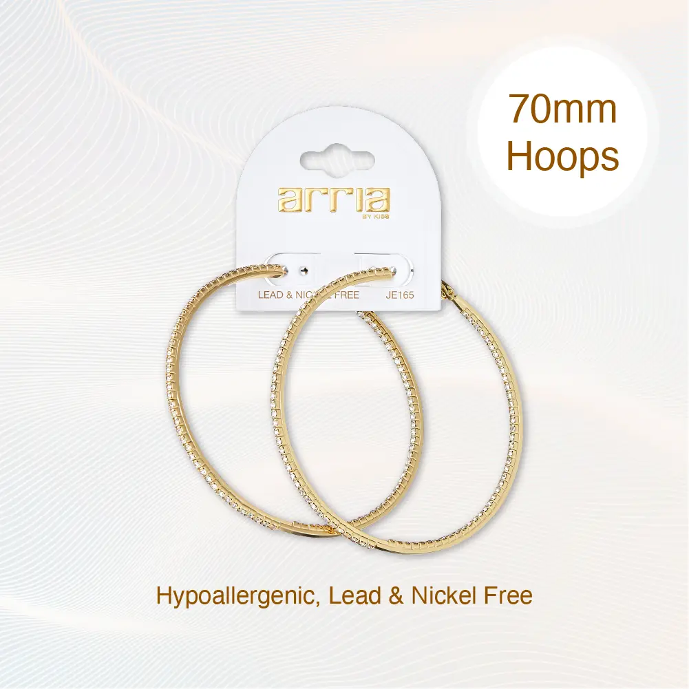 Arria Gold Inside-Out Stone Hoop Pincatch Earrings 30mm - Image 10