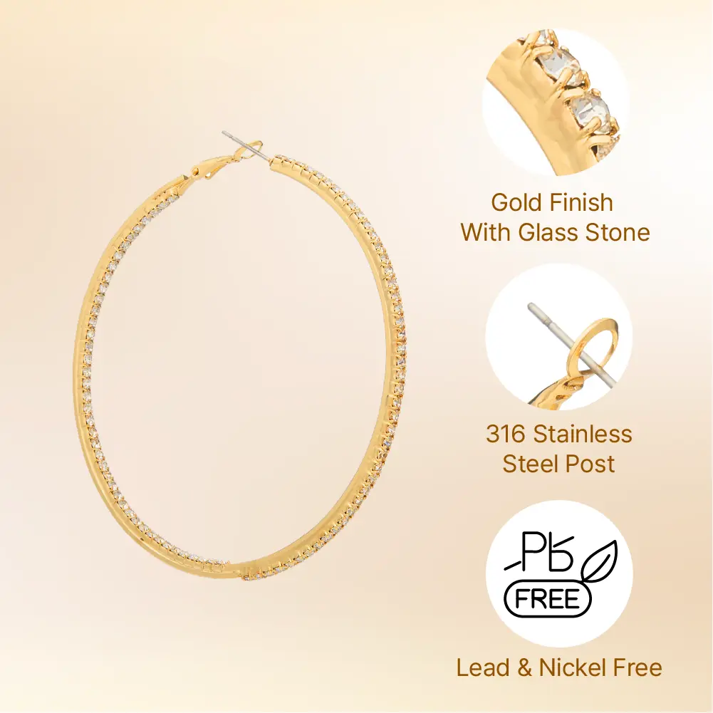 Arria Gold Inside-Out Stone Hoop Pincatch Earrings 30mm - Image 11