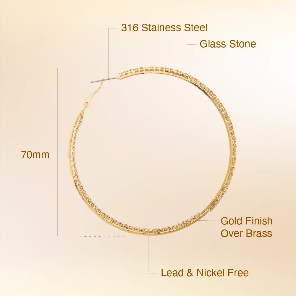Arria Gold Inside-Out Stone Hoop Pincatch Earrings 30mm - Image 12