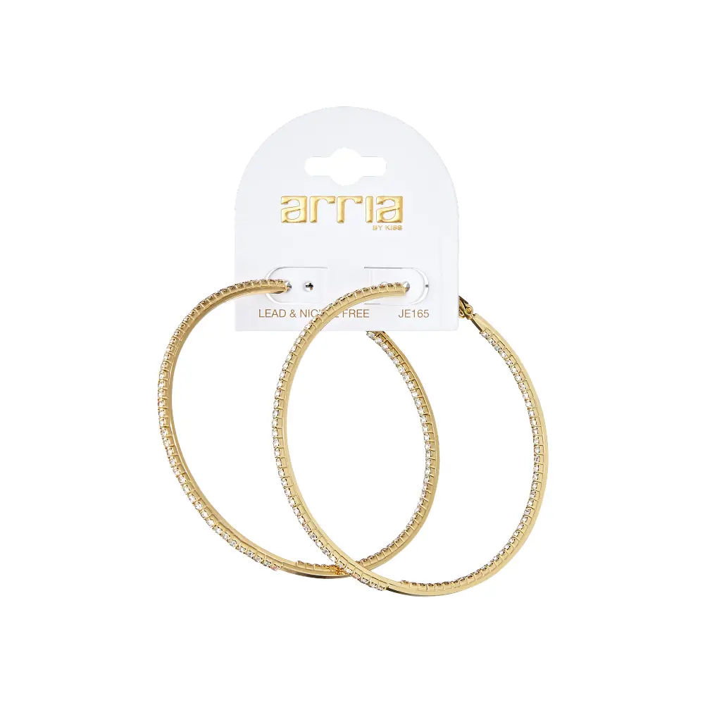 Arria Gold Inside-Out Stone Hoop Pincatch Earrings 30mm - Image 13