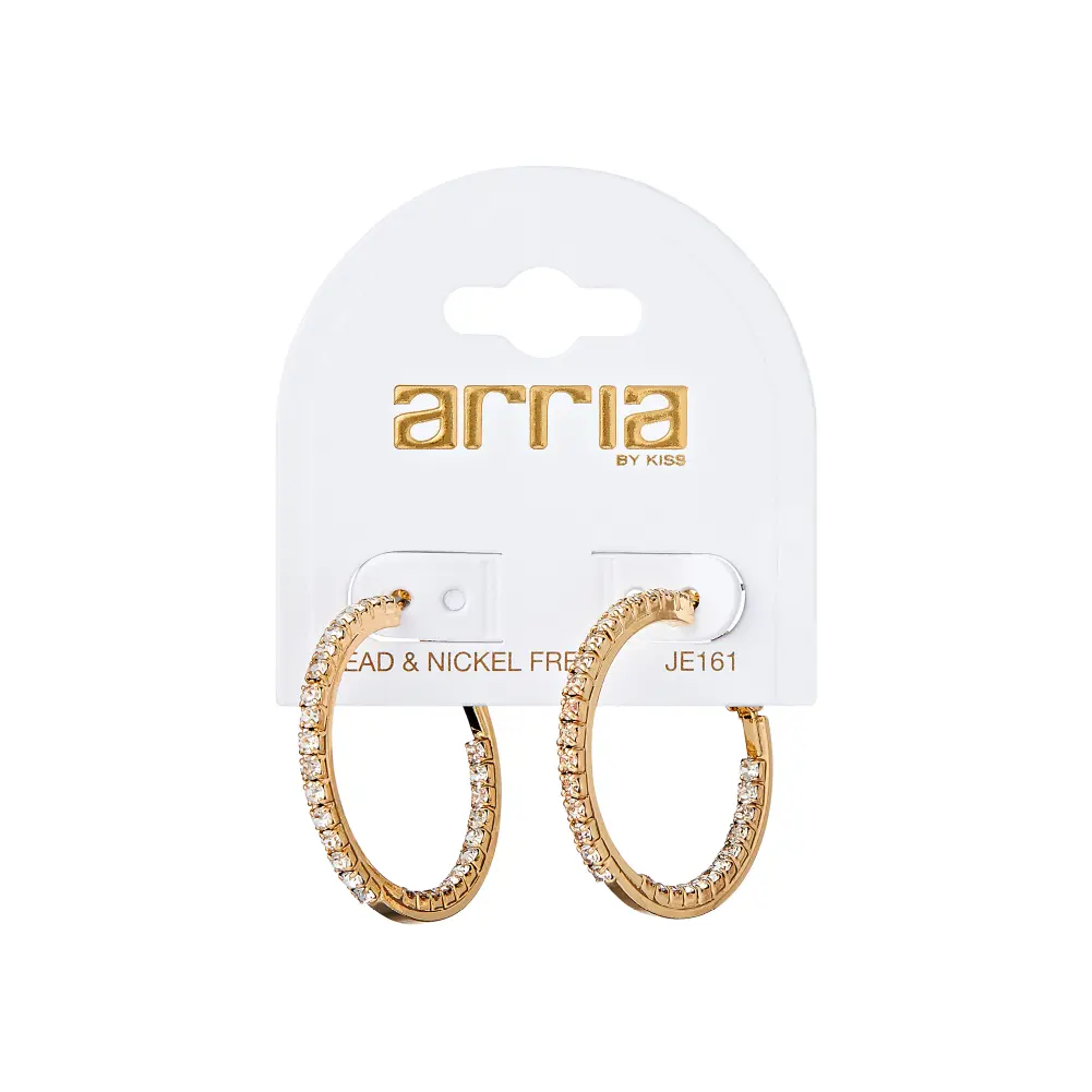 Arria Gold Inside-Out Stone Hoop Pincatch Earrings 30mm - Image 5