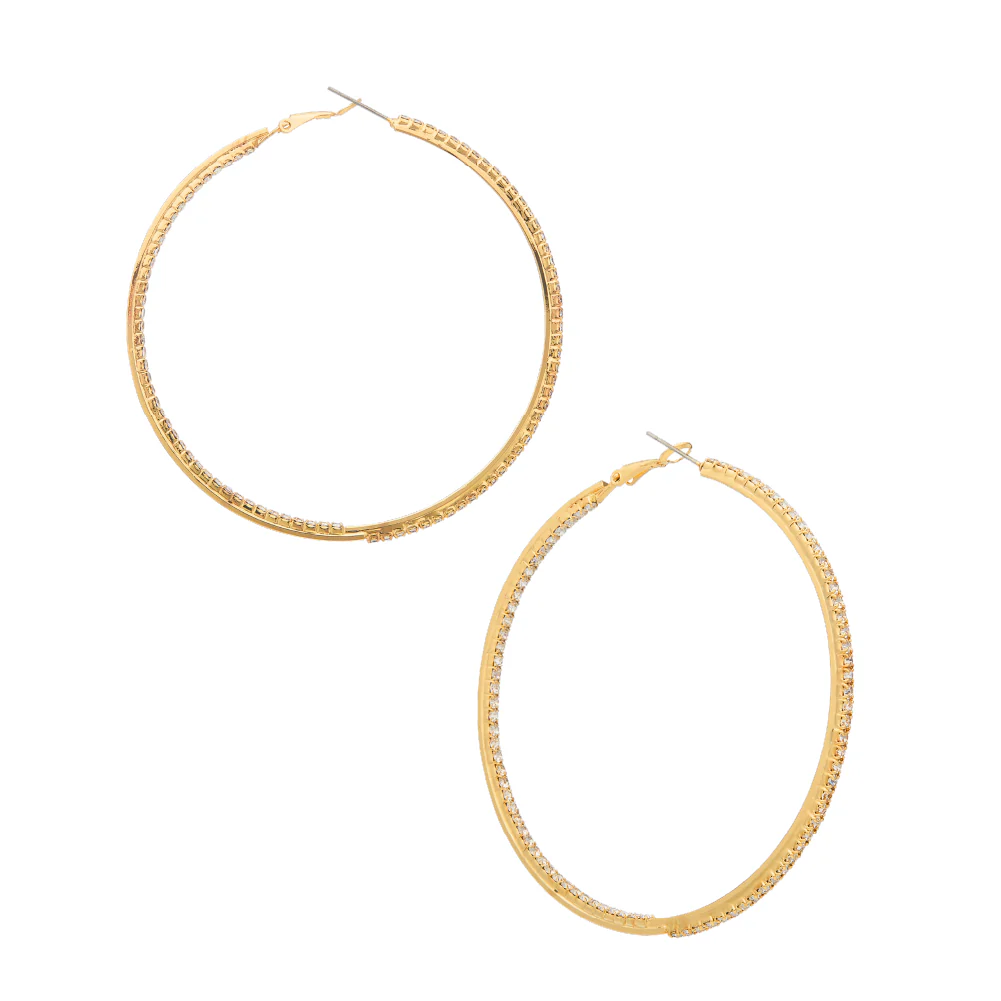 Arria Gold Inside-Out Stone Hoop Pincatch Earrings 30mm - Image 7