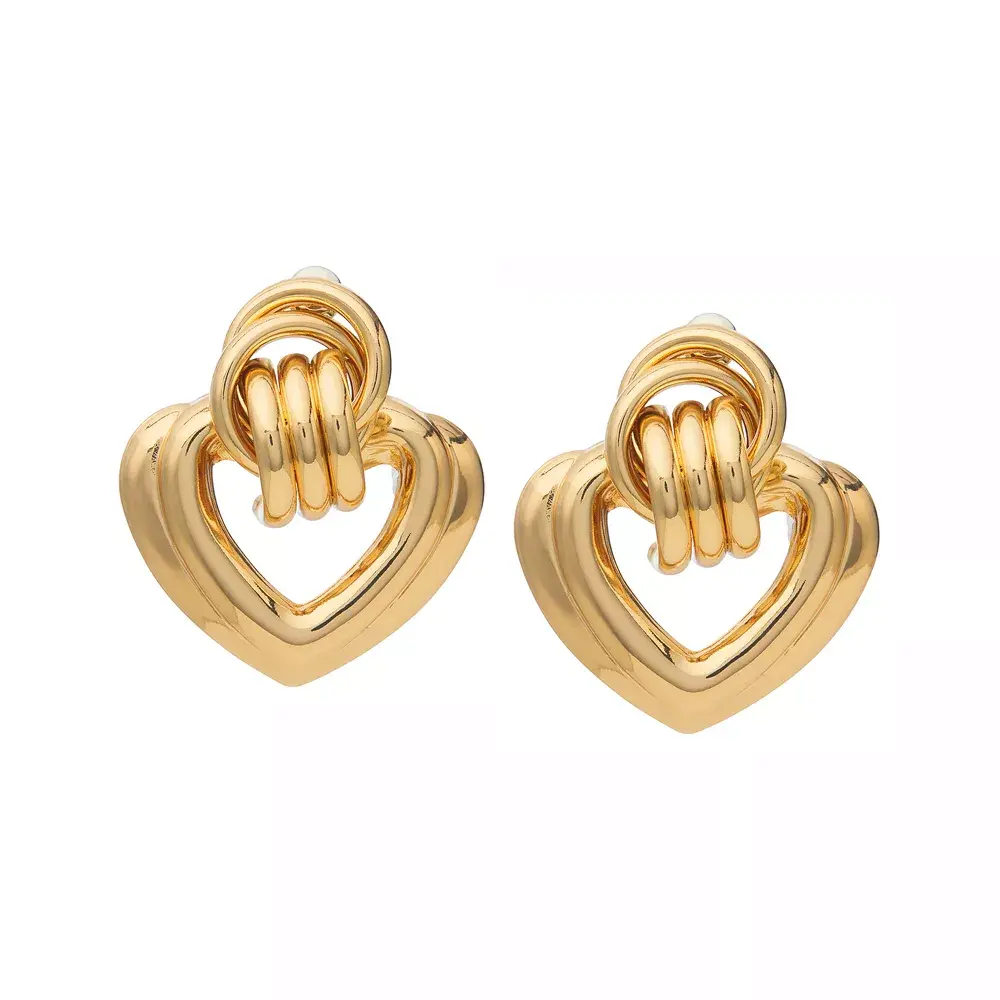 Arria Gold Knot Heart Oversized Earrings with Pincatch – 32.5×38mm - Image 2
