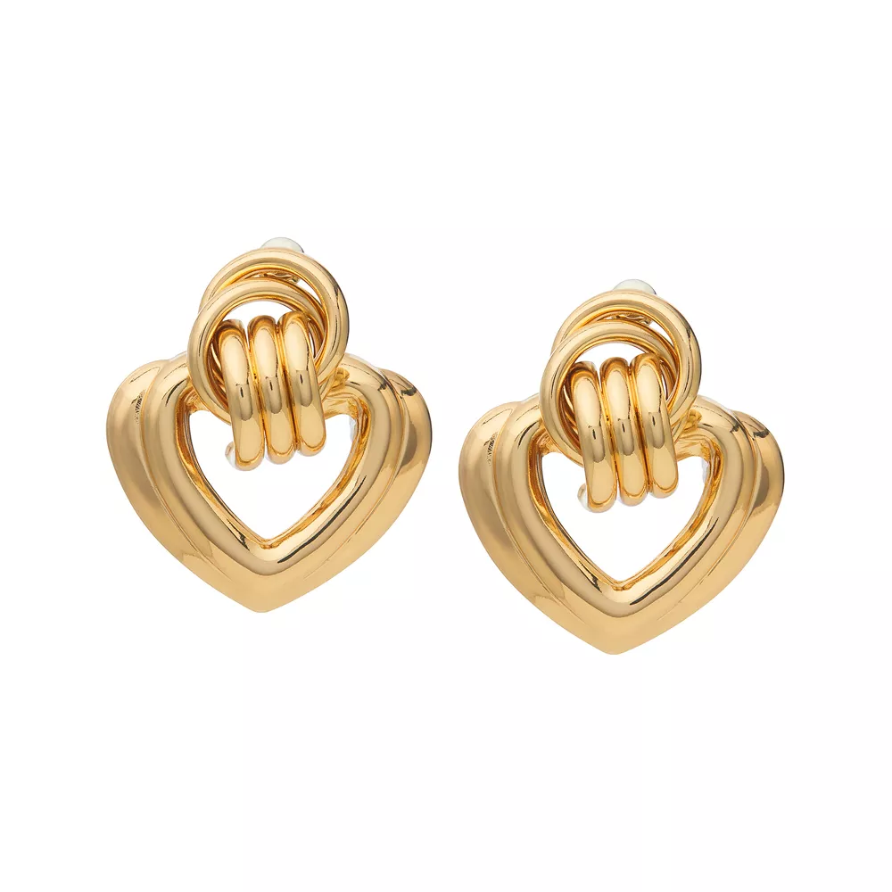 Arria Gold Knot Heart Oversized Earrings with Pincatch – 32.5×38mm - Image 4