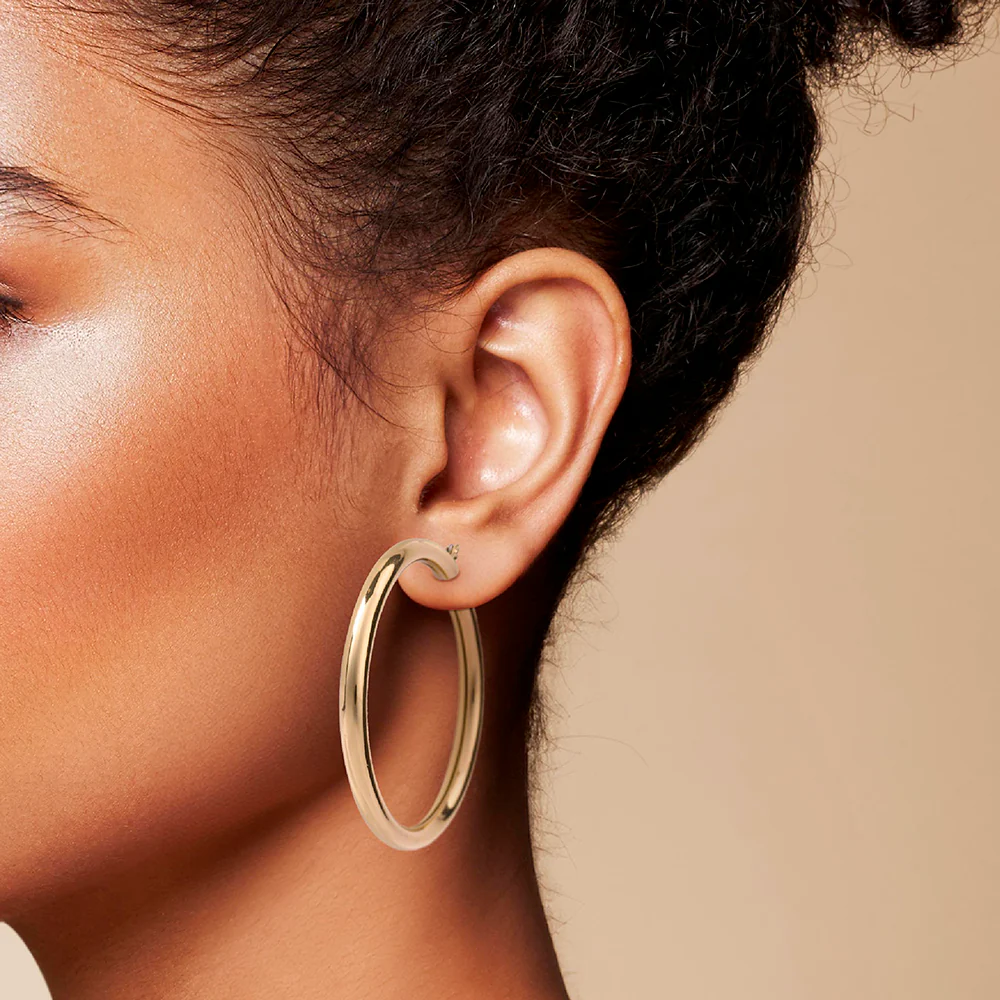 RED by KISS Gold Plated Thick Pincatch Hoop Earrings - Image 3
