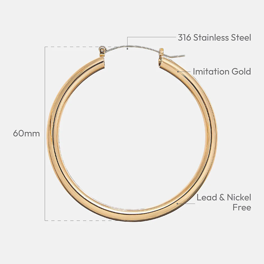 RED by KISS Gold Plated Thick Pincatch Hoop Earrings - Image 4