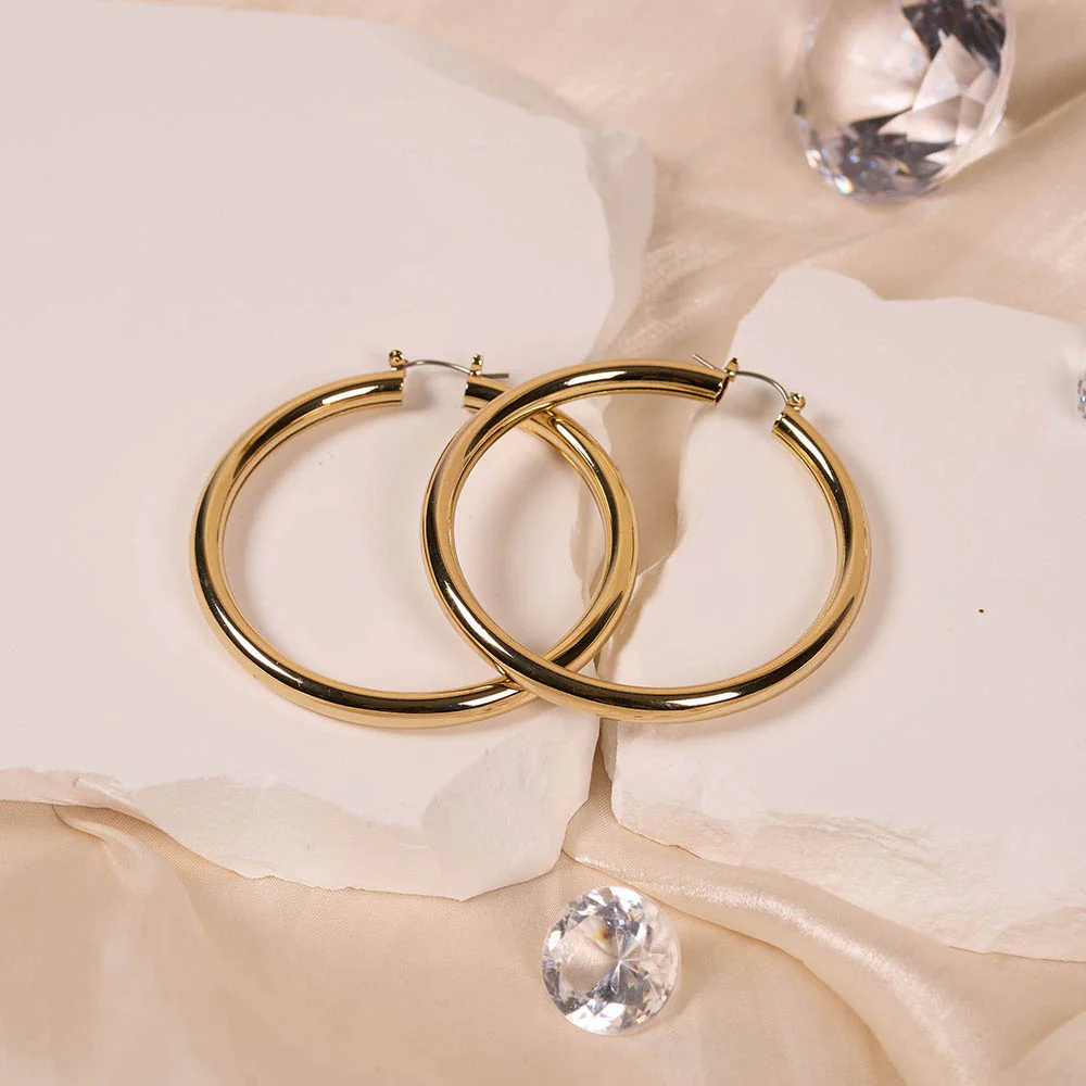 RED by KISS Gold Plated Thick Pincatch Hoop Earrings - Image 5