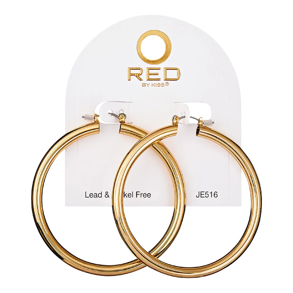 RED by KISS Gold Plated Thick Pincatch Hoop Earrings - Image 6