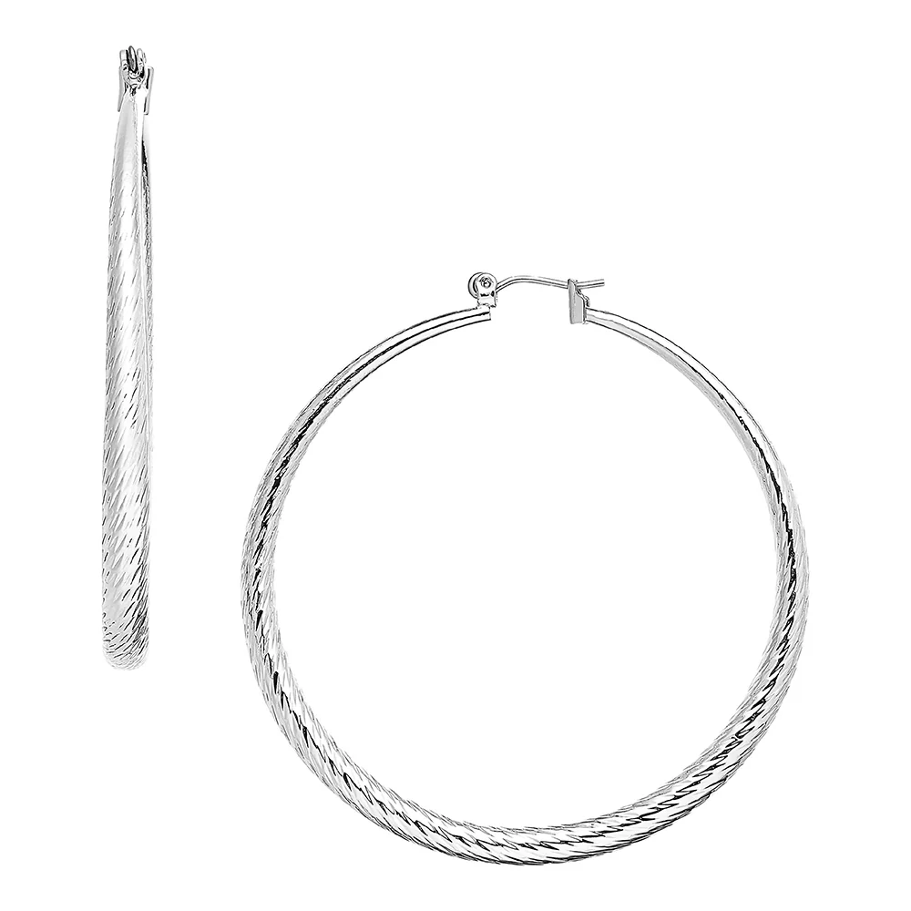 RED by KISS Gold / Silver Plated Hollow Diamond Cut Hoop Earrings - Image 14