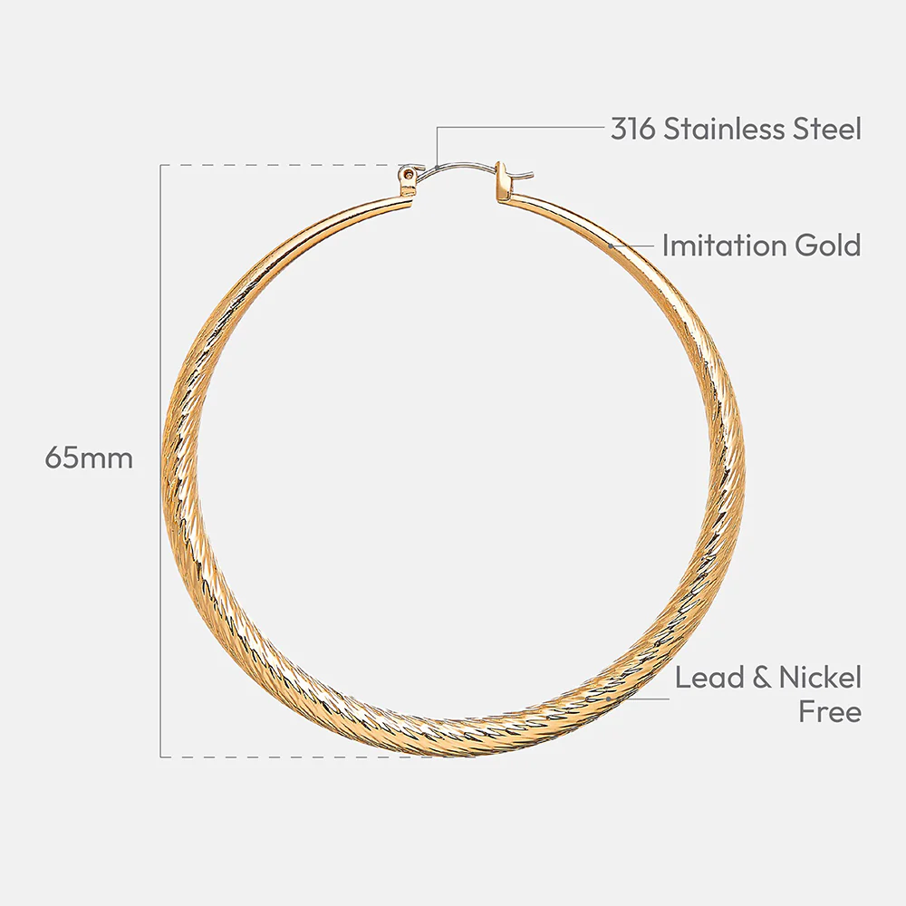 RED by KISS Gold / Silver Plated Hollow Diamond Cut Hoop Earrings - Image 17