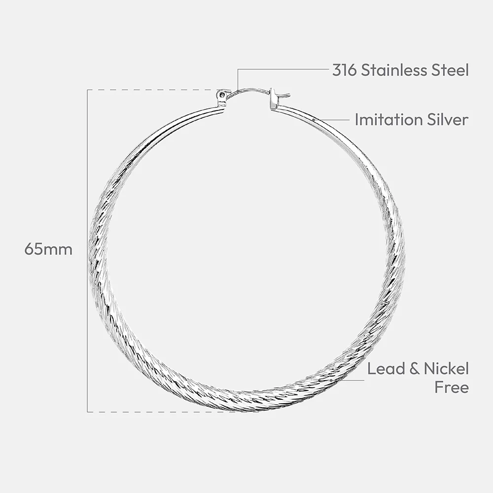 RED by KISS Gold / Silver Plated Hollow Diamond Cut Hoop Earrings - Image 18