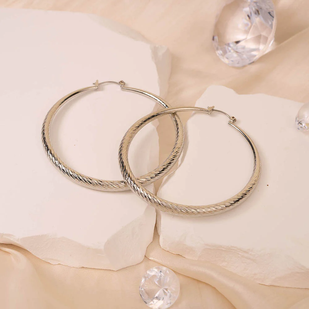 RED by KISS Gold / Silver Plated Hollow Diamond Cut Hoop Earrings - Image 20