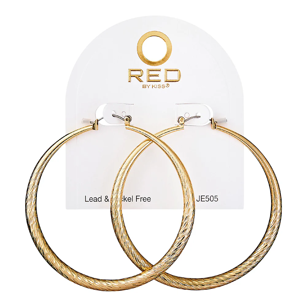 RED by KISS Gold / Silver Plated Hollow Diamond Cut Hoop Earrings - Image 21