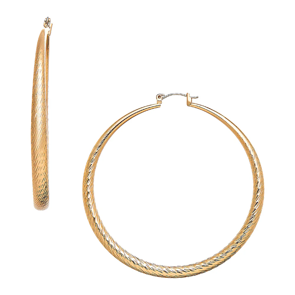 RED by KISS Gold / Silver Plated Hollow Diamond Cut Hoop Earrings - Image 25