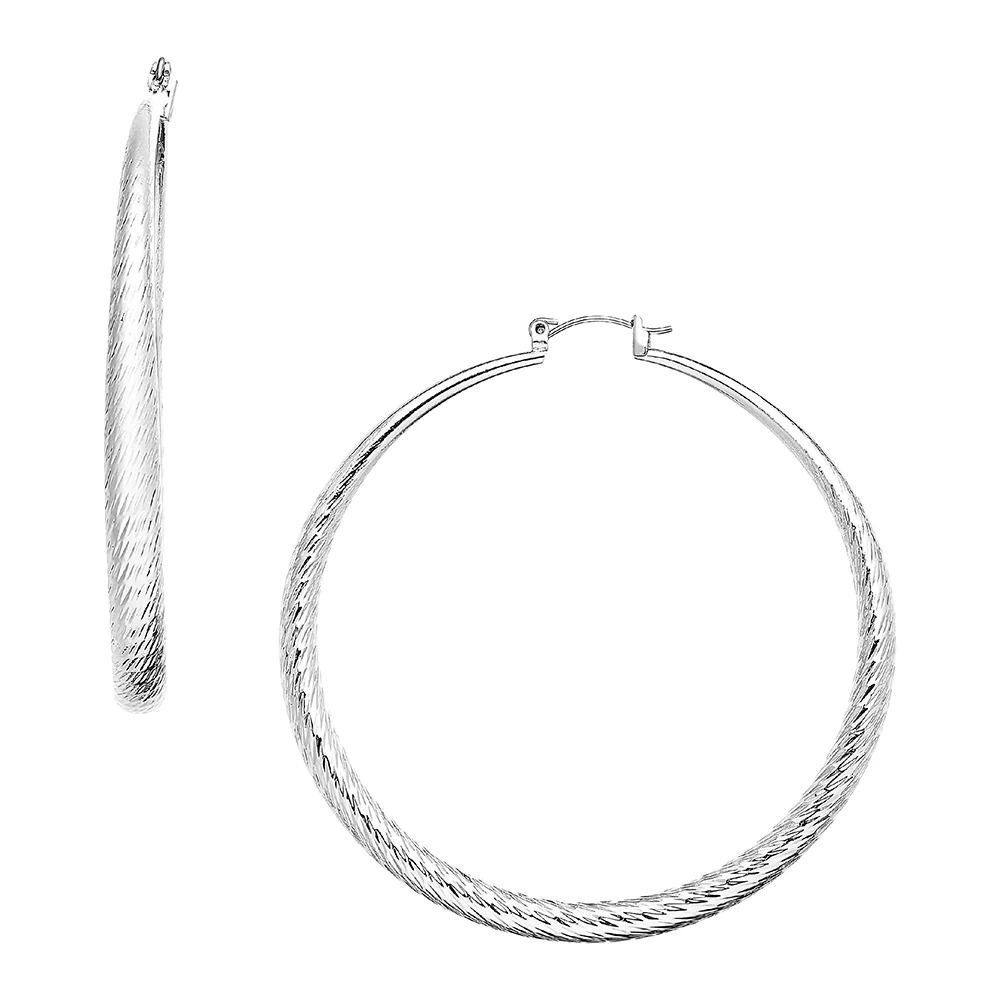 RED by KISS Gold / Silver Plated Hollow Diamond Cut Hoop Earrings - Image 26