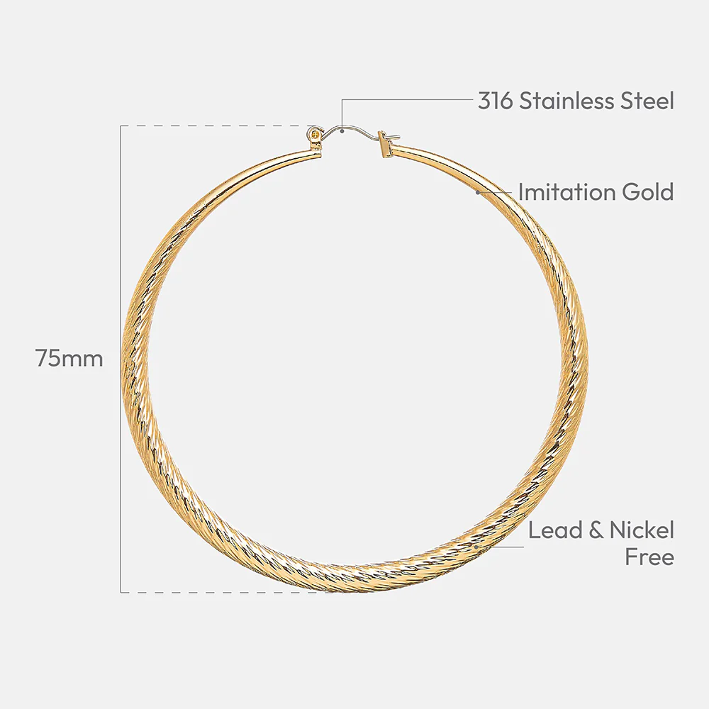 RED by KISS Gold / Silver Plated Hollow Diamond Cut Hoop Earrings - Image 29