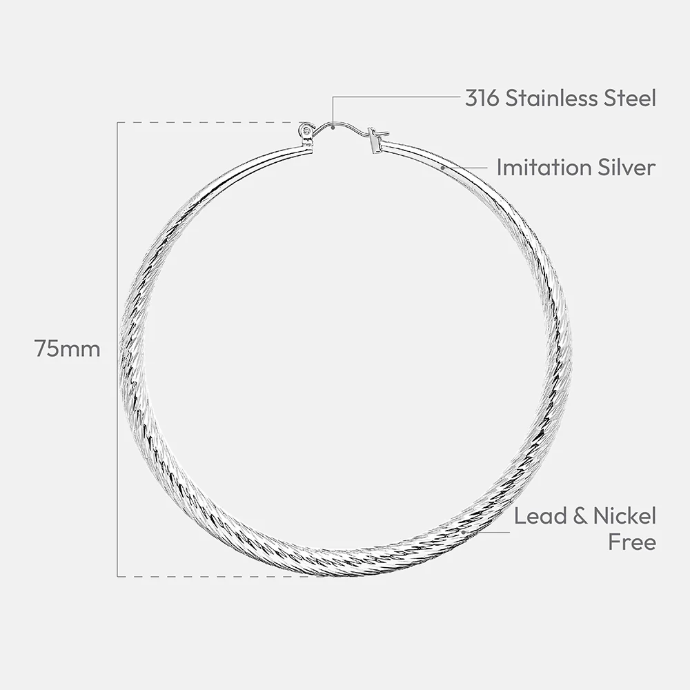 RED by KISS Gold / Silver Plated Hollow Diamond Cut Hoop Earrings - Image 30
