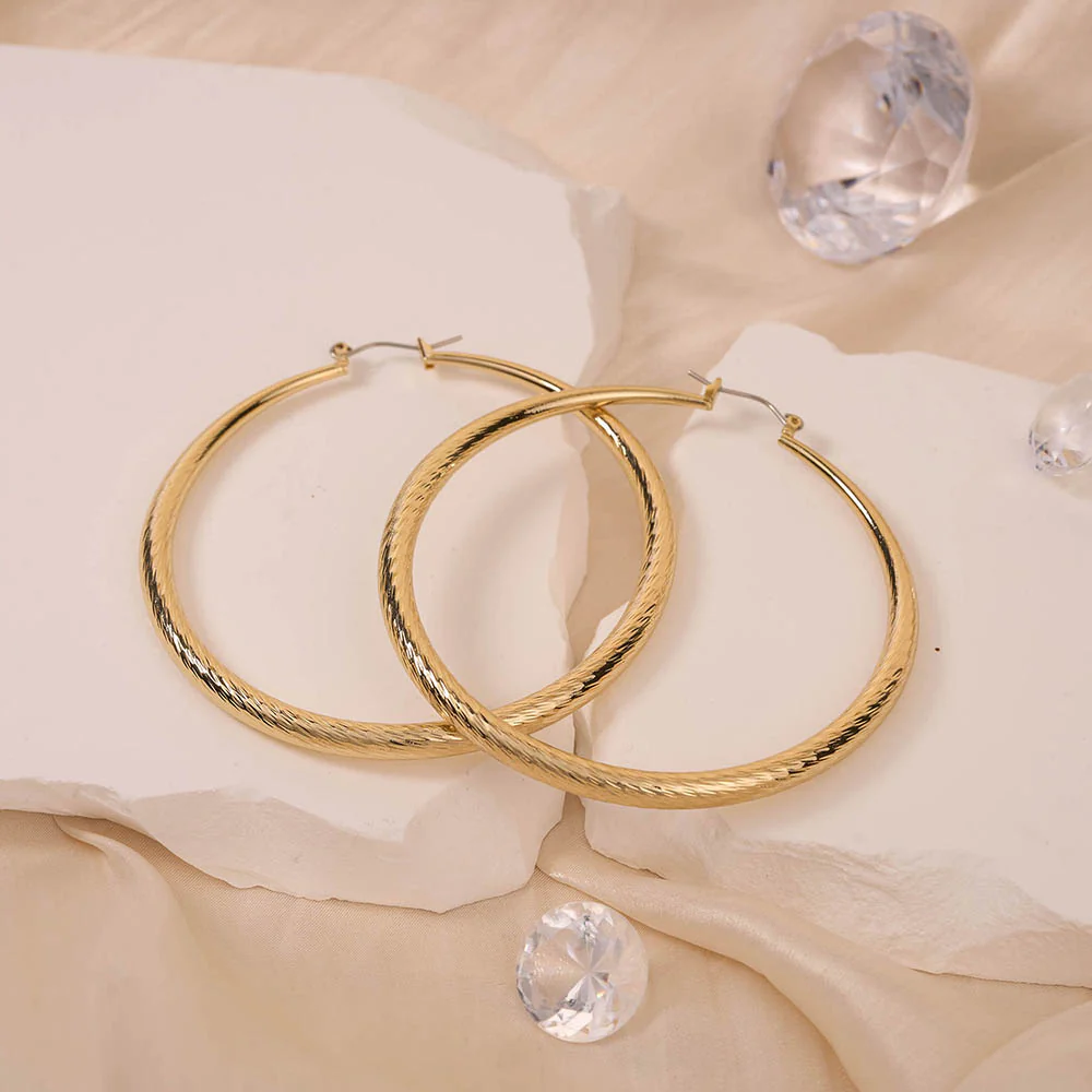 RED by KISS Gold / Silver Plated Hollow Diamond Cut Hoop Earrings - Image 31