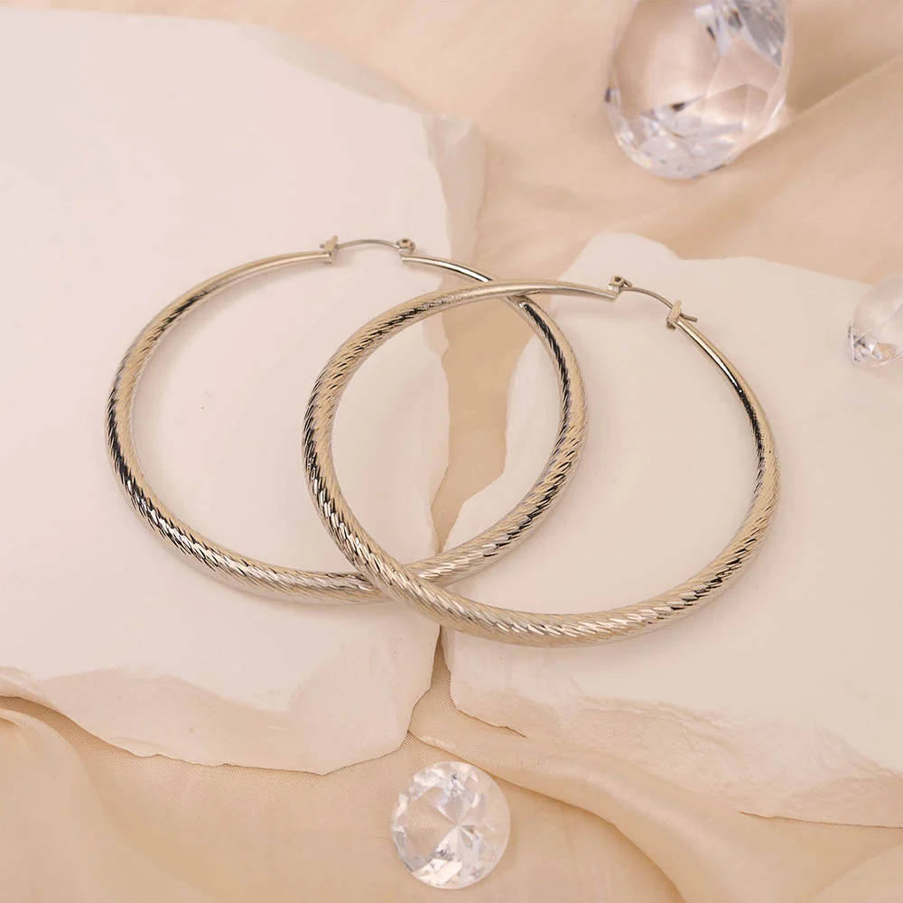 RED by KISS Gold / Silver Plated Hollow Diamond Cut Hoop Earrings - Image 32