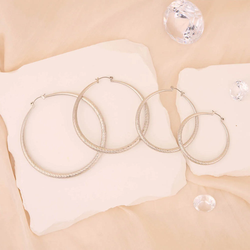 RED by KISS Gold / Silver Plated Hollow Diamond Cut Hoop Earrings - Image 36