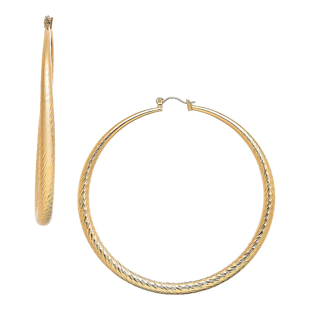 RED by KISS Gold / Silver Plated Hollow Diamond Cut Hoop Earrings - Image 37