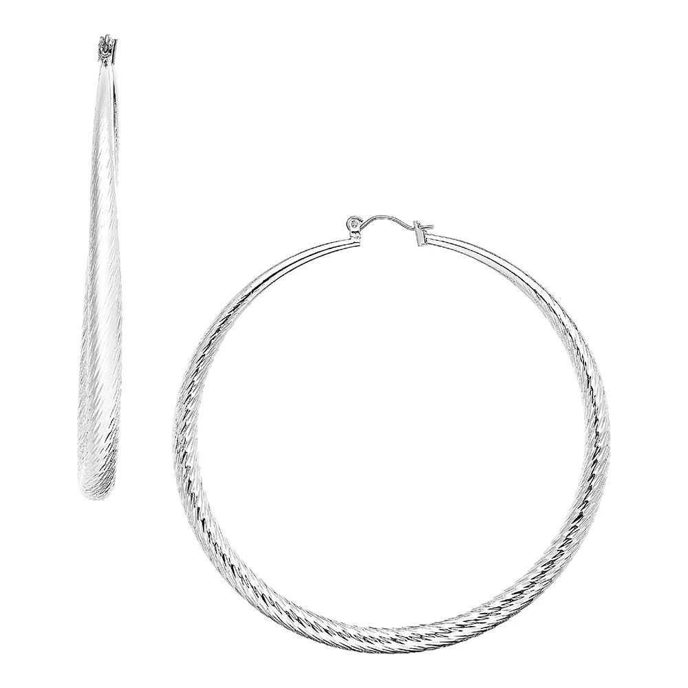 RED by KISS Gold / Silver Plated Hollow Diamond Cut Hoop Earrings - Image 38
