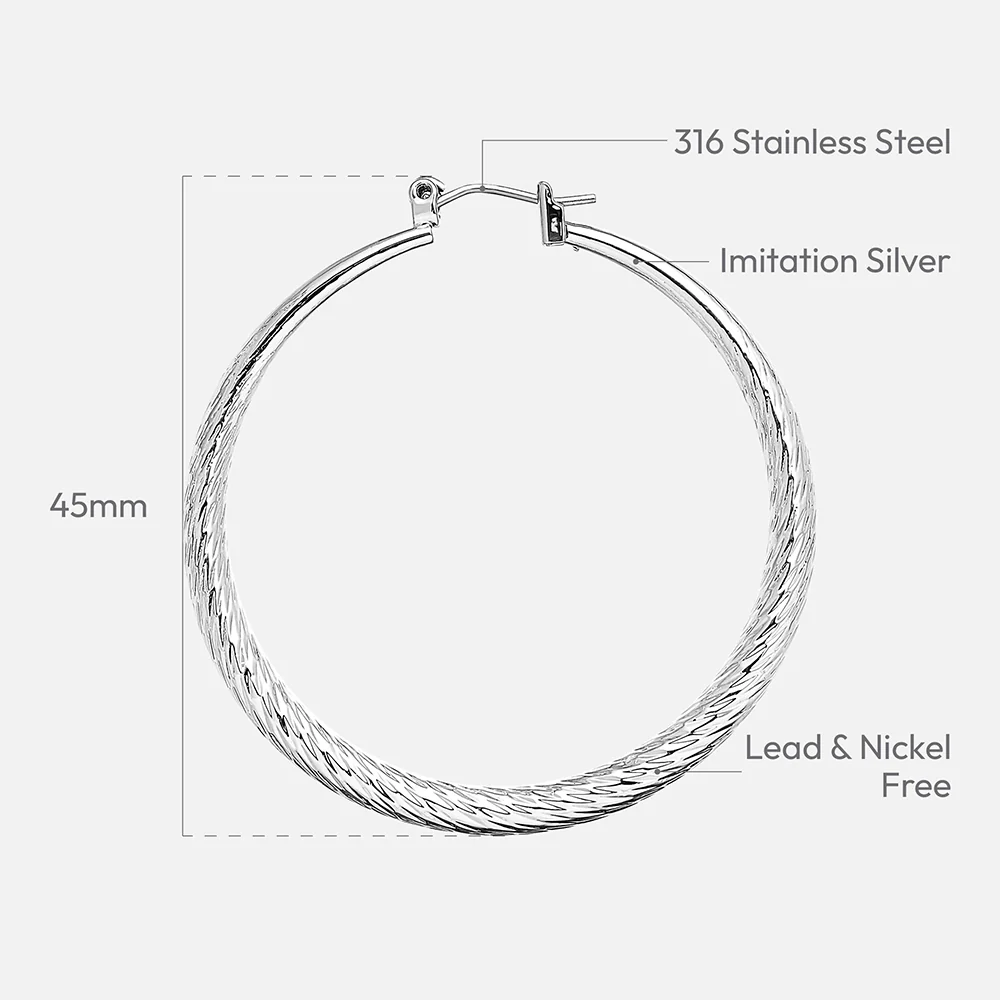 RED by KISS Gold / Silver Plated Hollow Diamond Cut Hoop Earrings - Image 40