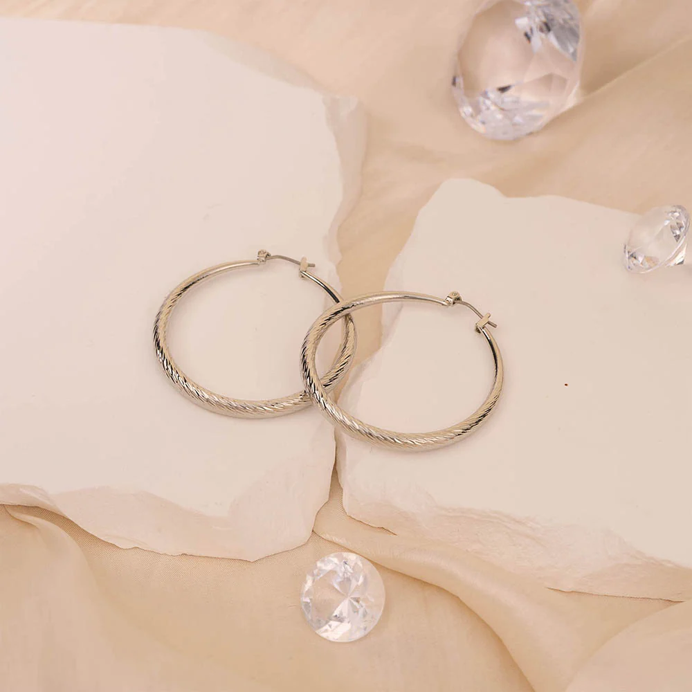 RED by KISS Gold / Silver Plated Hollow Diamond Cut Hoop Earrings - Image 41