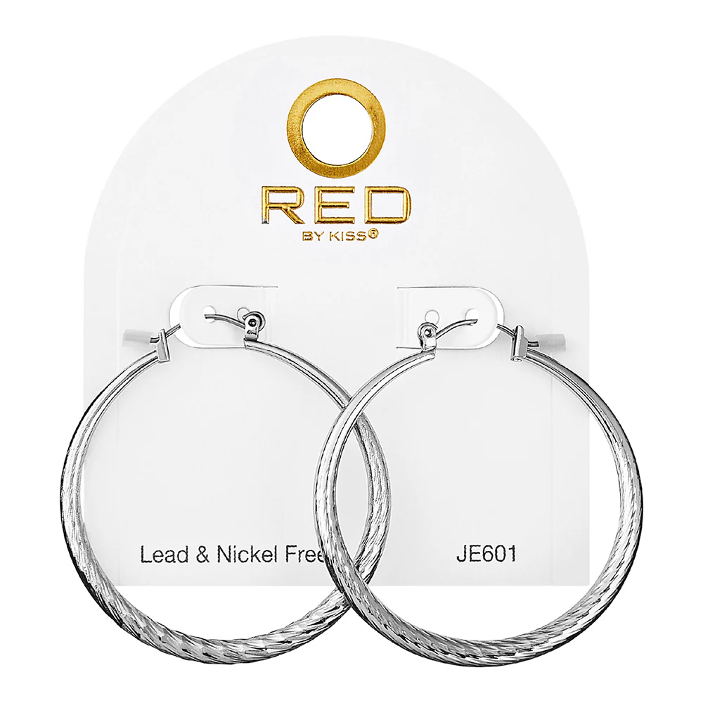 RED by KISS Gold / Silver Plated Hollow Diamond Cut Hoop Earrings - Image 42
