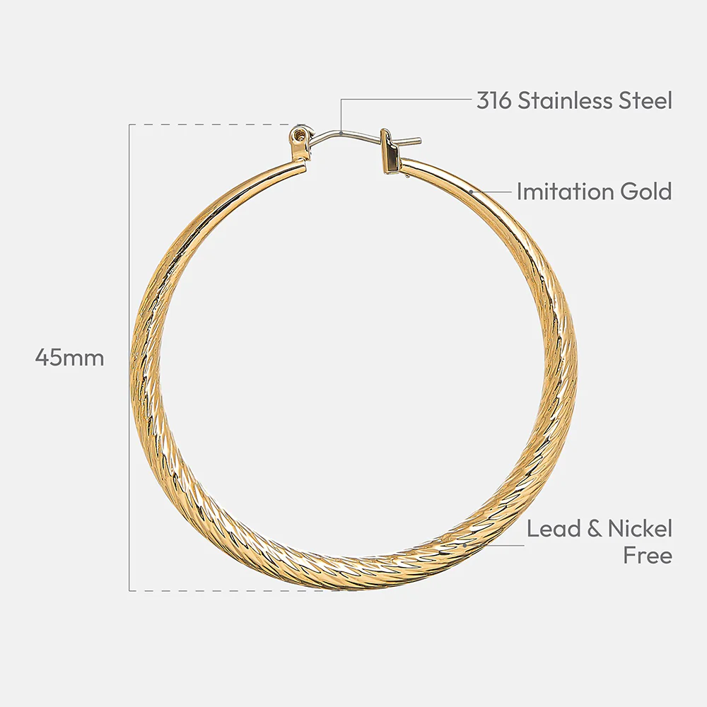 RED by KISS Gold / Silver Plated Hollow Diamond Cut Hoop Earrings - Image 45