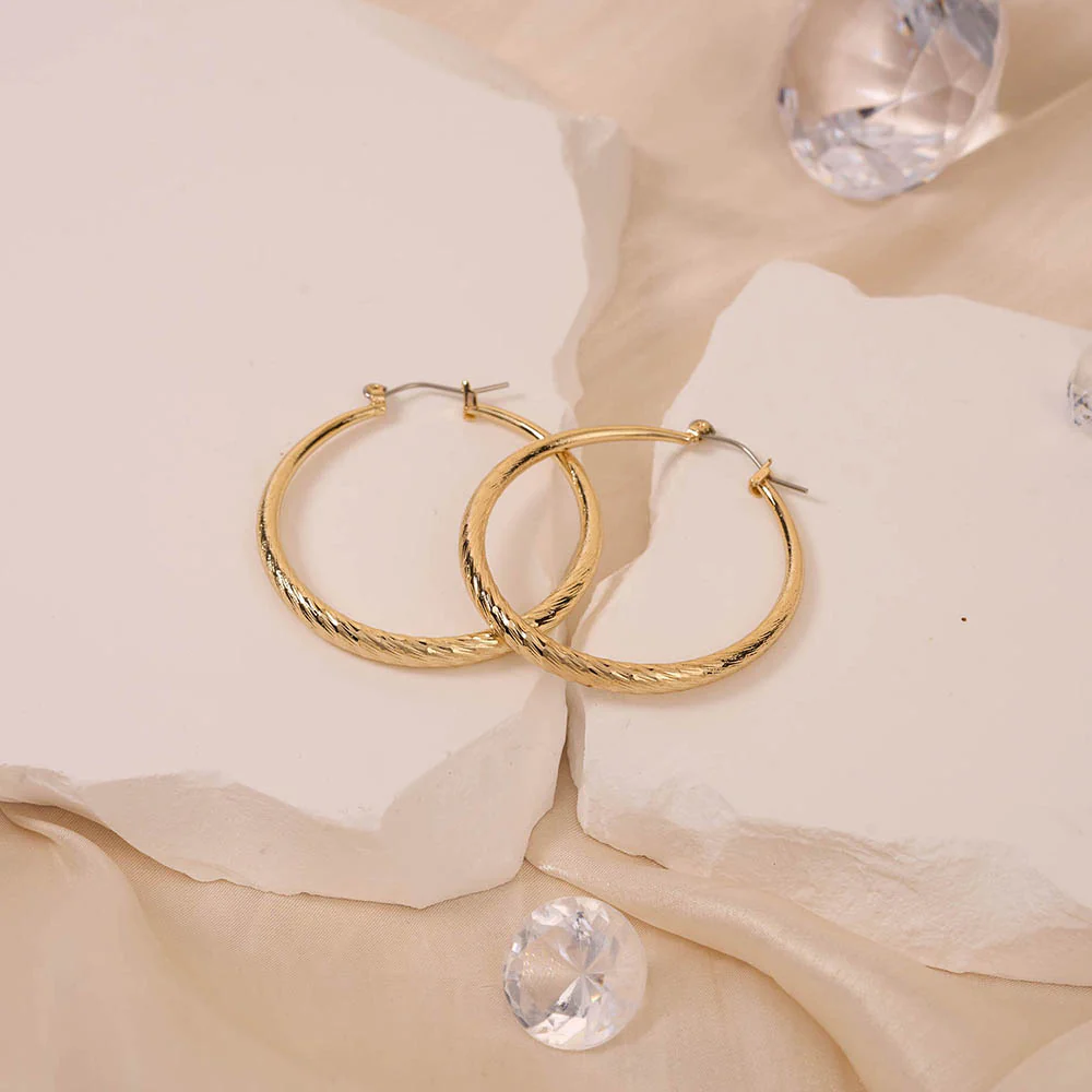 RED by KISS Gold / Silver Plated Hollow Diamond Cut Hoop Earrings - Image 46