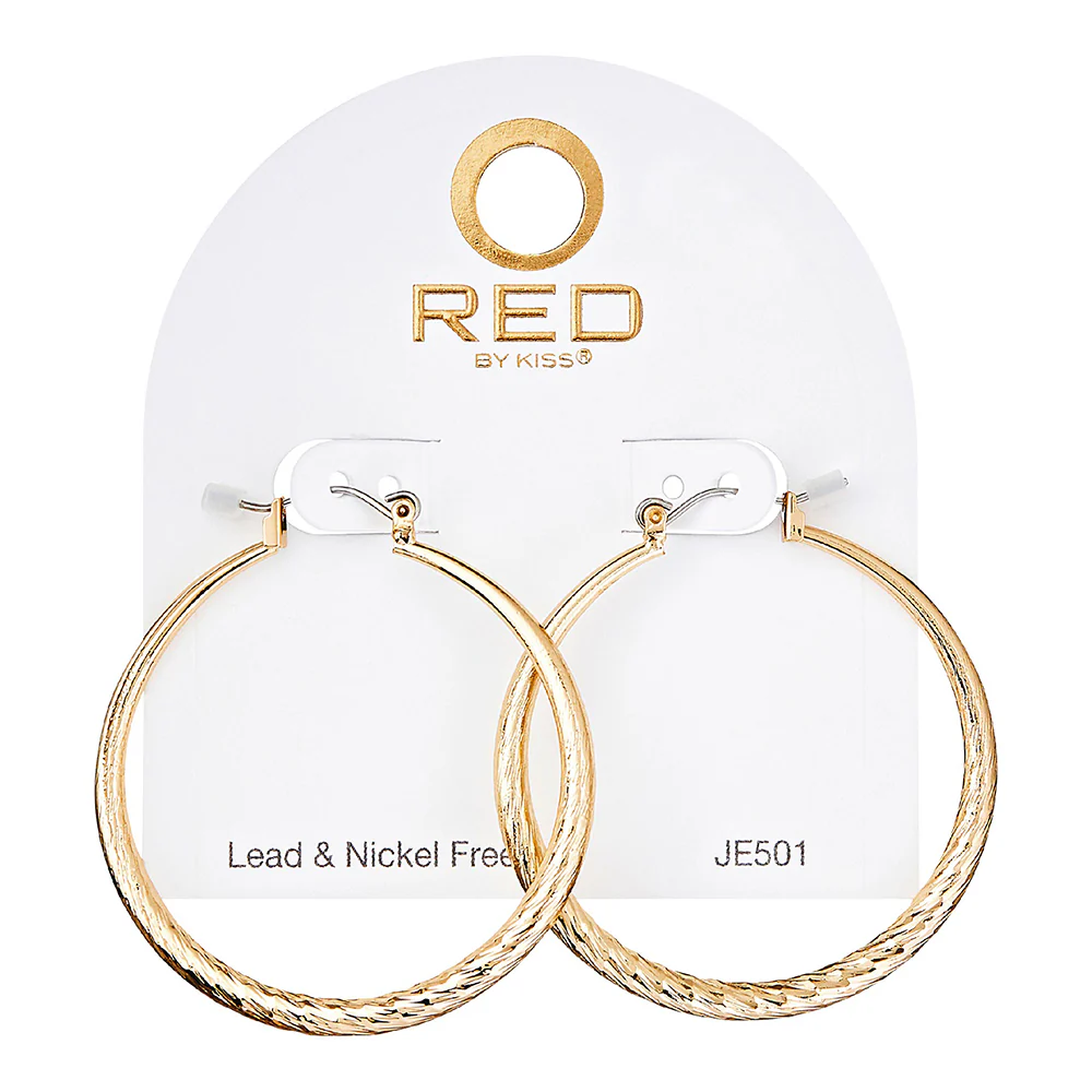 RED by KISS Gold / Silver Plated Hollow Diamond Cut Hoop Earrings - Image 47