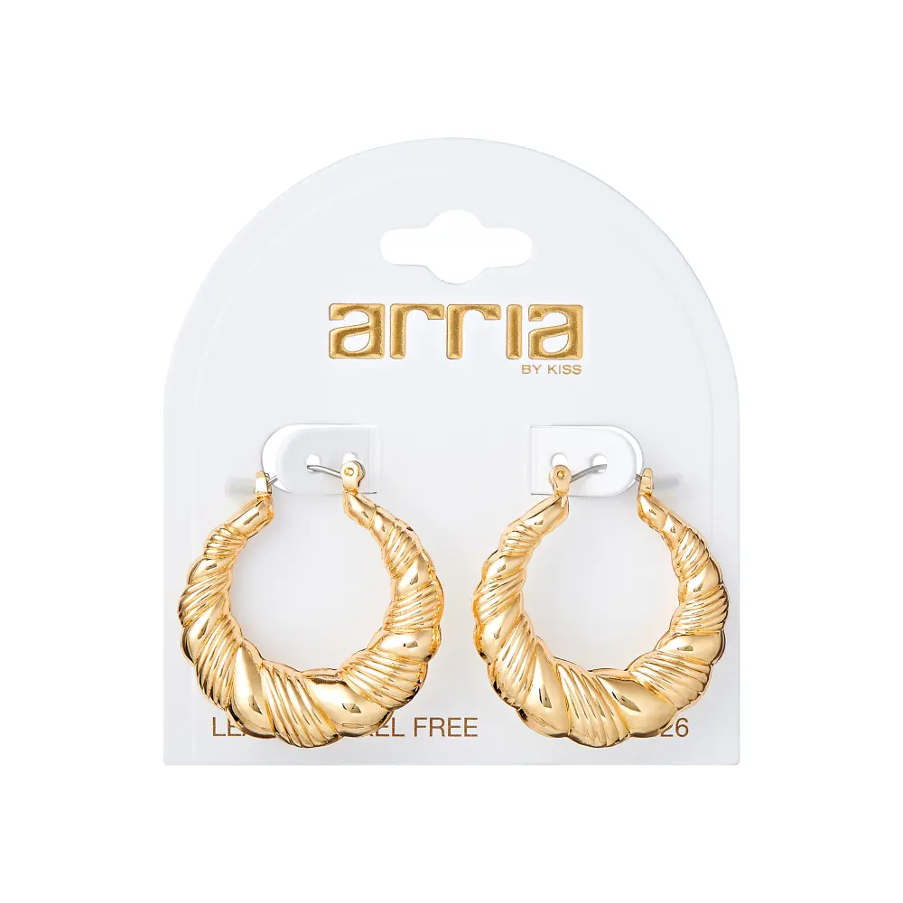 Arria Gold Tone Bamboo Knot Hoop Earrings – 30mm - Image 4