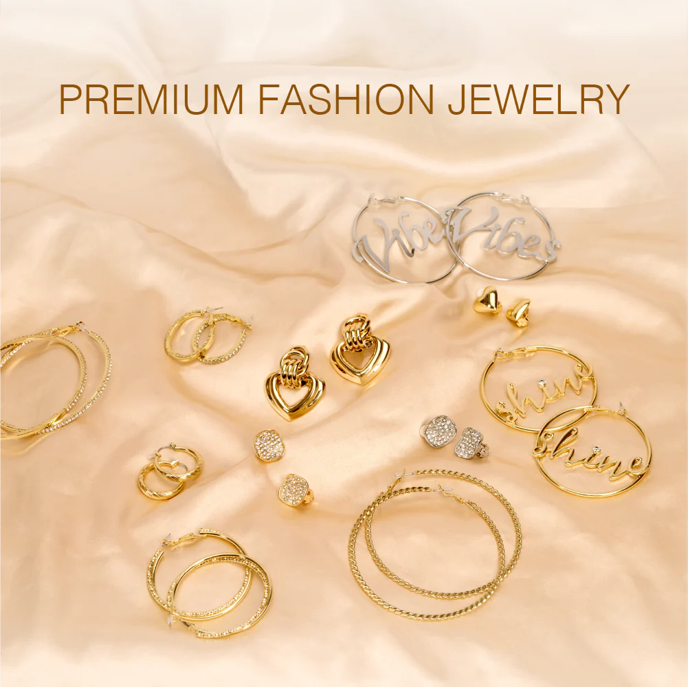 Arria Gold & White Gold Tone Crystal Round Clip-On Earrings – 16mm - Image 11