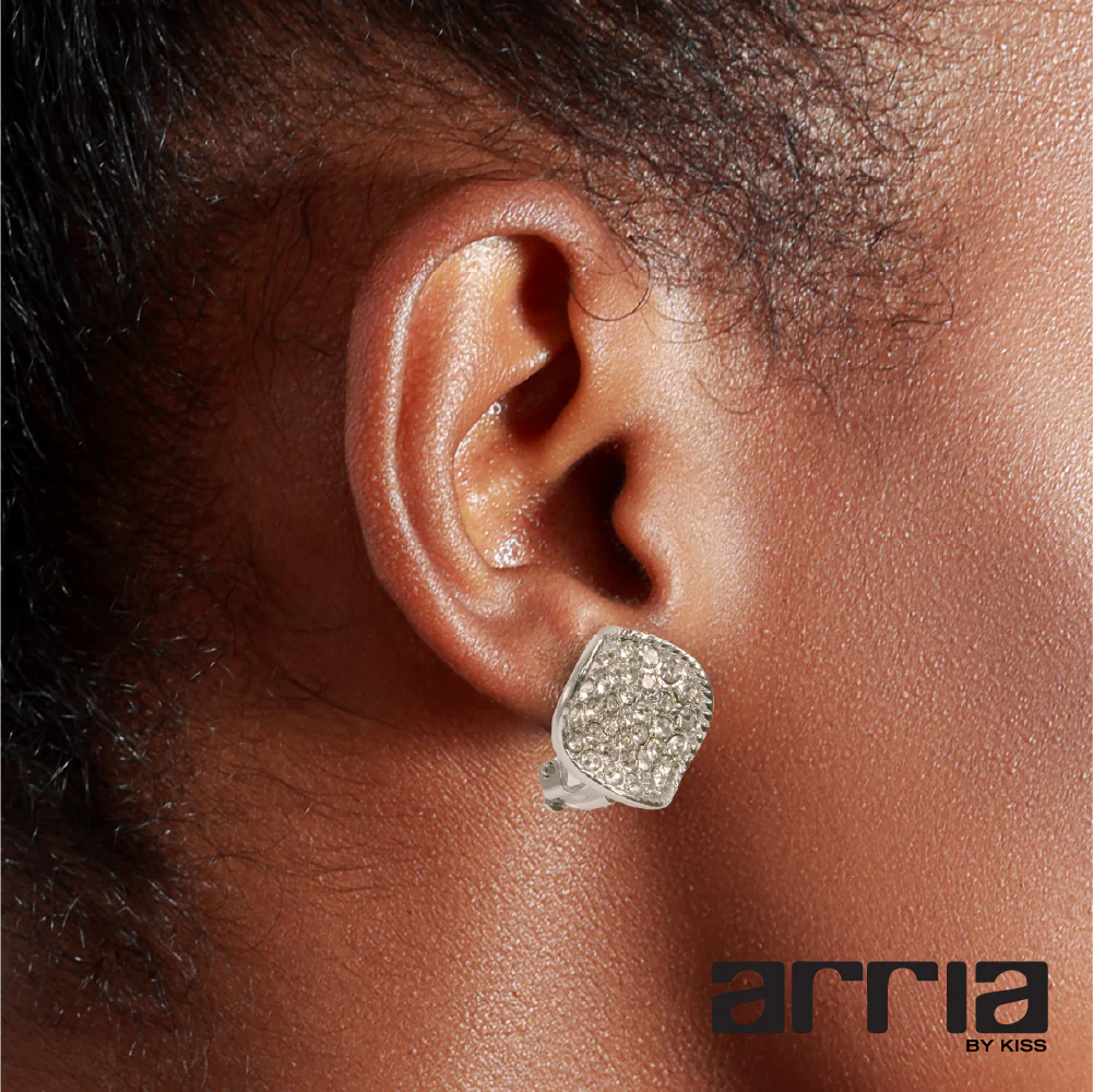 Arria Gold & White Gold Tone Crystal Round Clip-On Earrings – 16mm - Image 3
