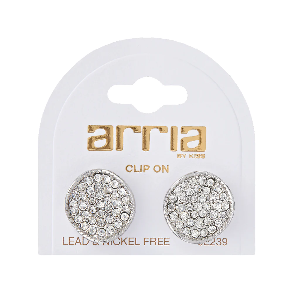 Arria Gold & White Gold Tone Crystal Round Clip-On Earrings – 16mm - Image 7