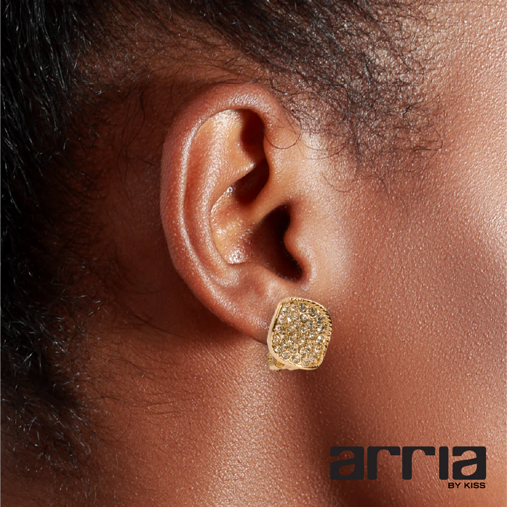Arria Gold & White Gold Tone Crystal Round Clip-On Earrings – 16mm - Image 8
