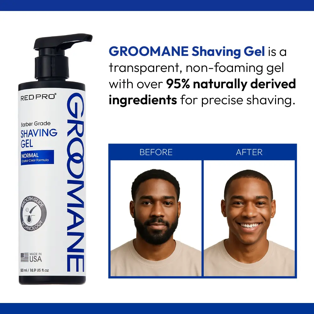 Red PRO Groomane Barber Grade Shaving Gel - Non-Foaming Aloe Vera Gel for Smooth Shave - Image 2