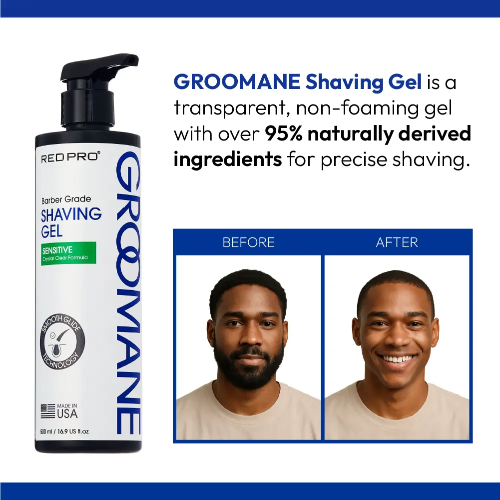 Red PRO Groomane Barber Grade Shaving Gel - Non-Foaming Aloe Vera Gel for Smooth Shave - Image 7