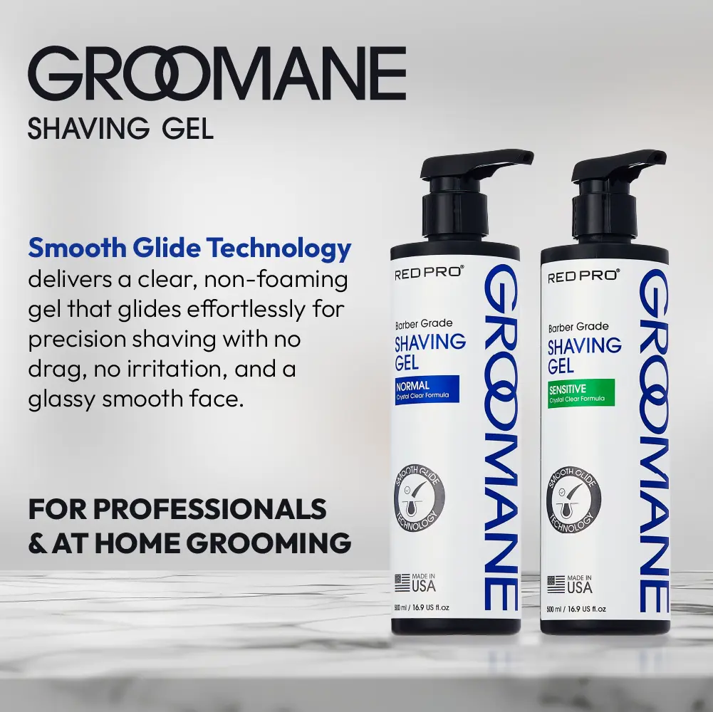 Red PRO Groomane Barber Grade Shaving Gel - Non-Foaming Aloe Vera Gel for Smooth Shave - Image 9