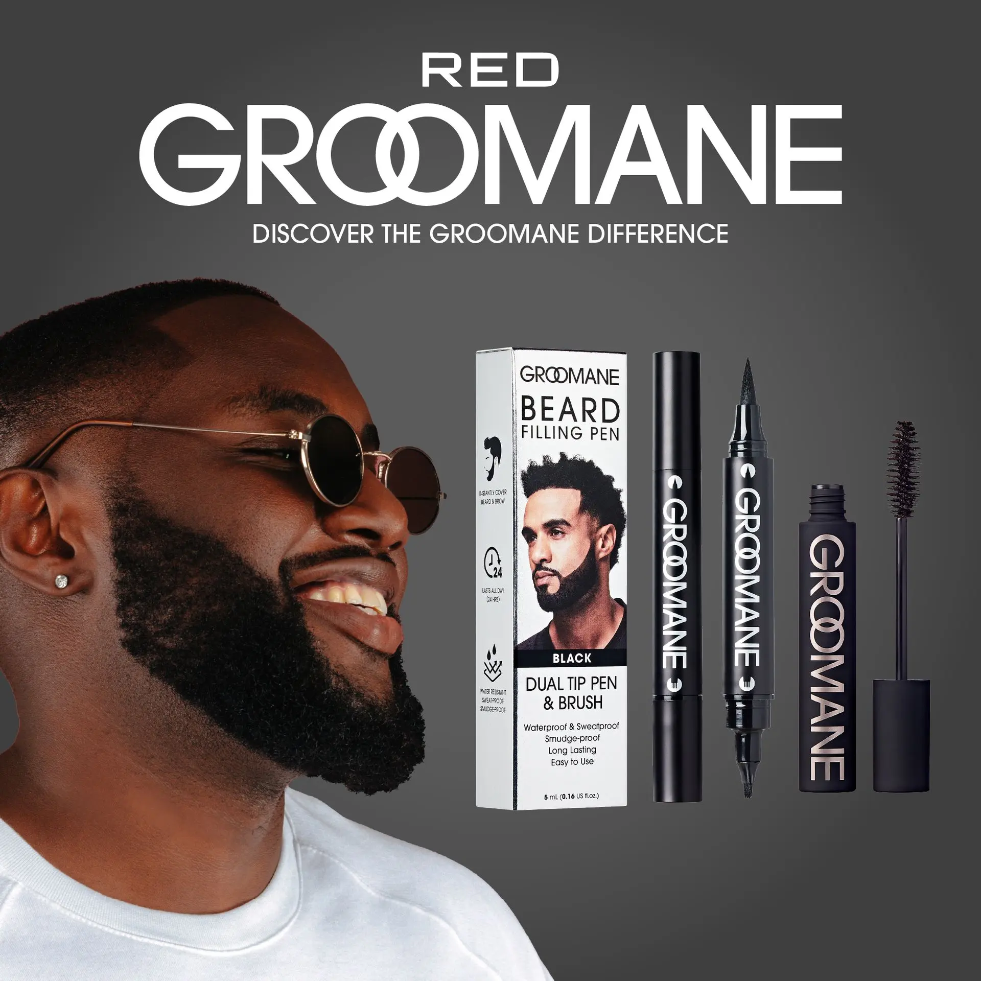 RED by KISS Groomane Beard Filler Pen for Men -  Dual Tip with Blending Brush - Image 11