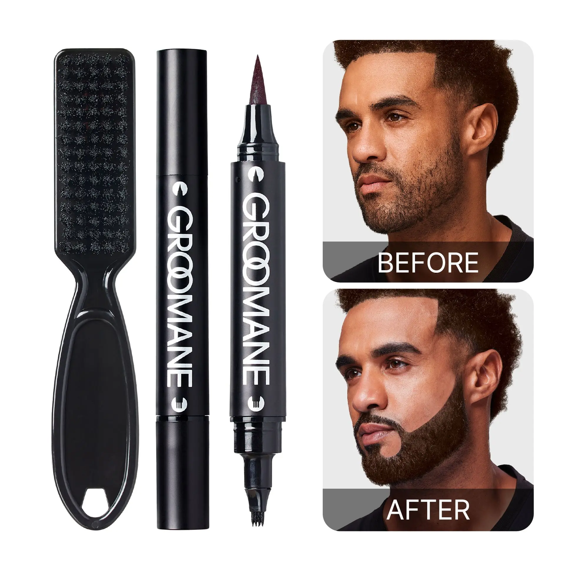 RED by KISS Groomane Beard Filler Pen for Men -  Dual Tip with Blending Brush - Image 4