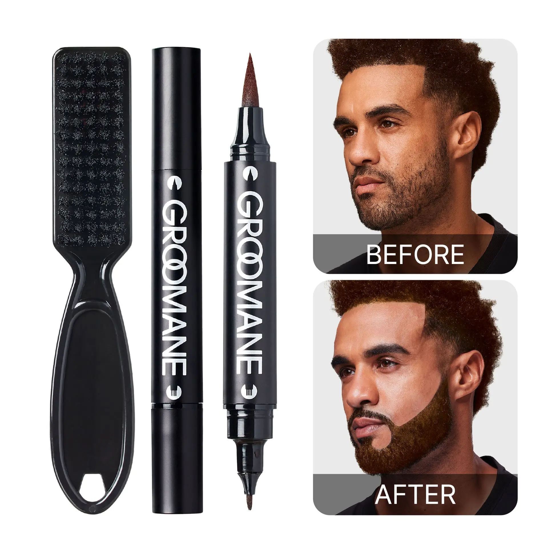 RED by KISS Groomane Beard Filler Pen for Men -  Dual Tip with Blending Brush - Image 5