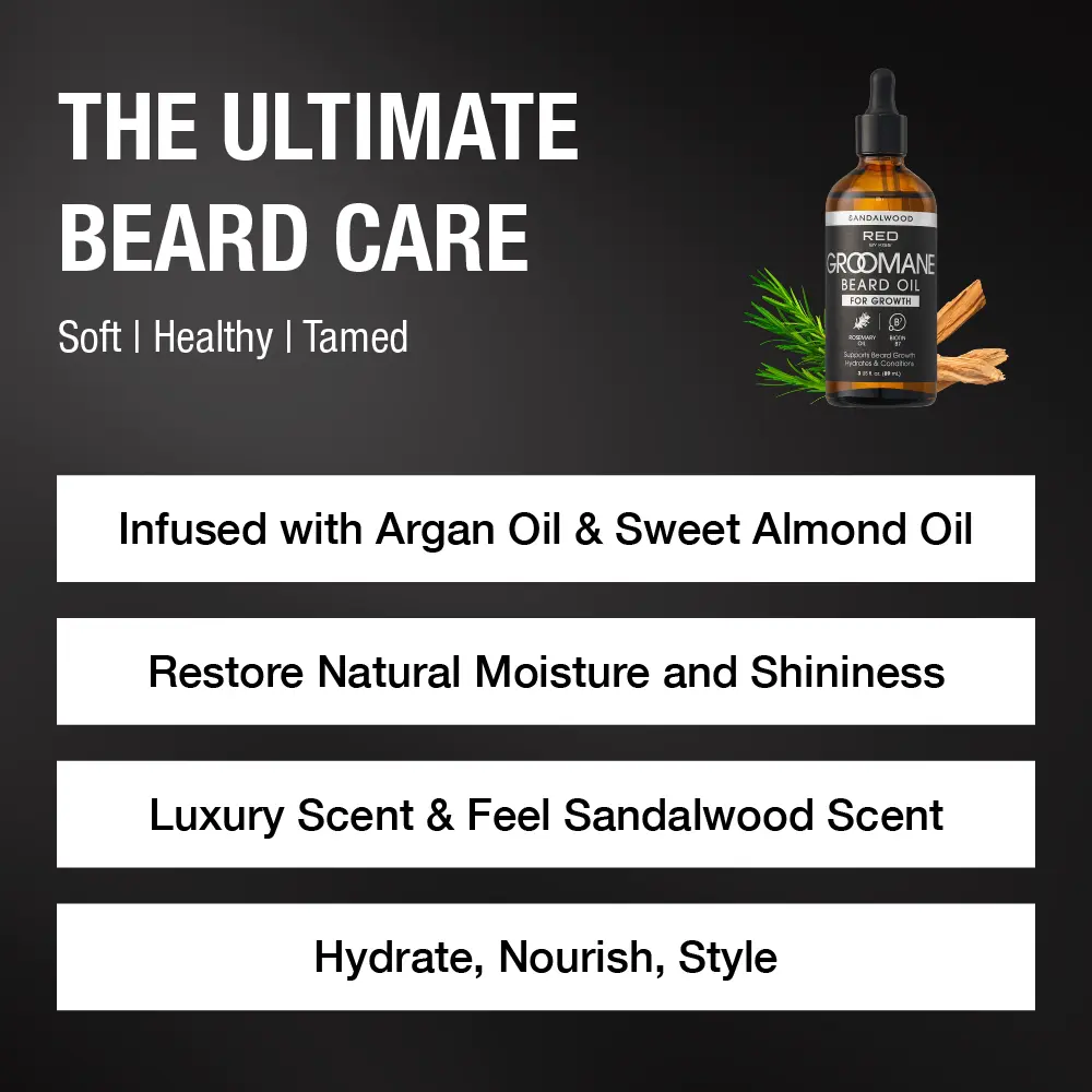 RED by KISS Groomane Beard Oil for Growth – Biotin & Argan Infused - Image 2