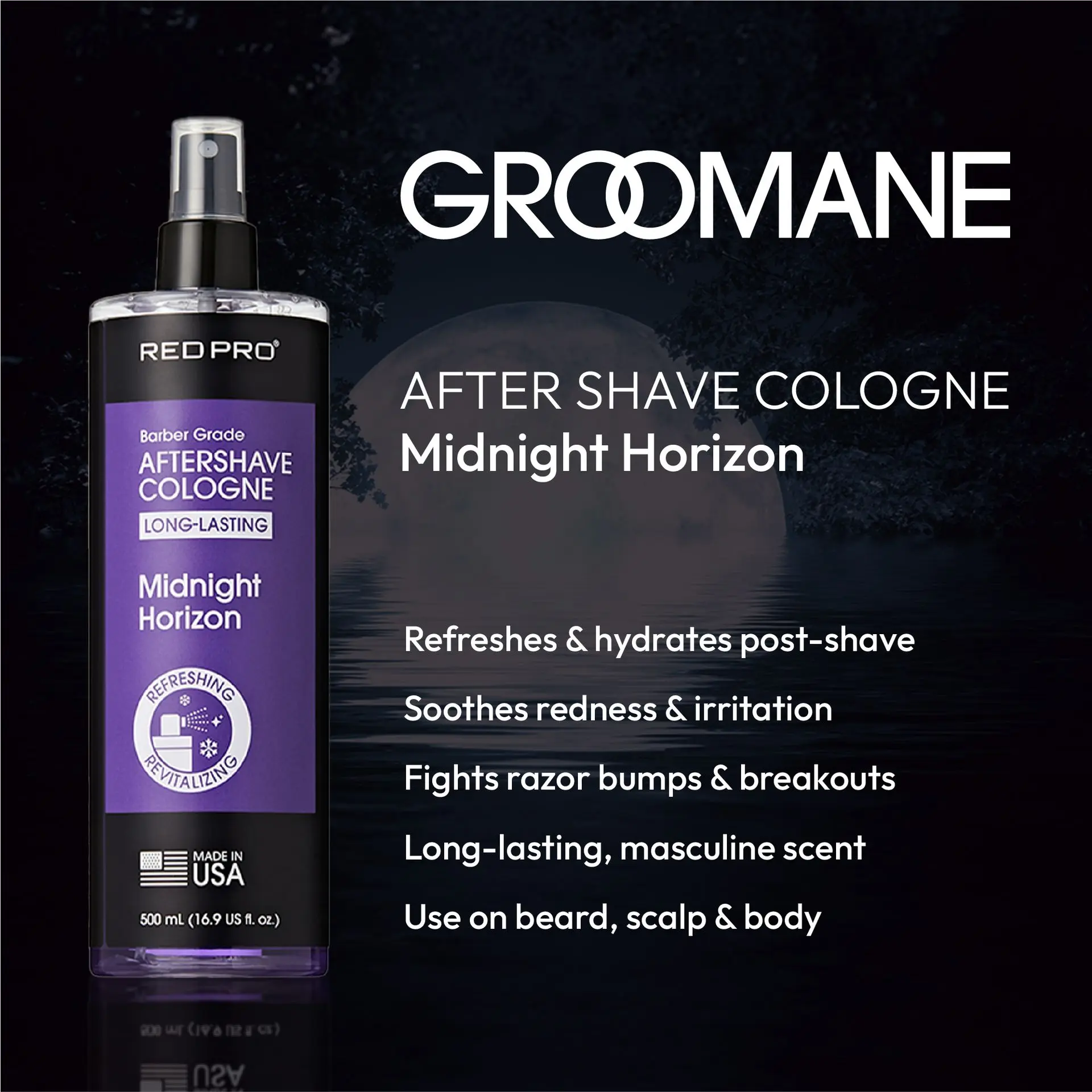 Red PRO Groomane Cooling Aftershave Cologne for Men - Image 102