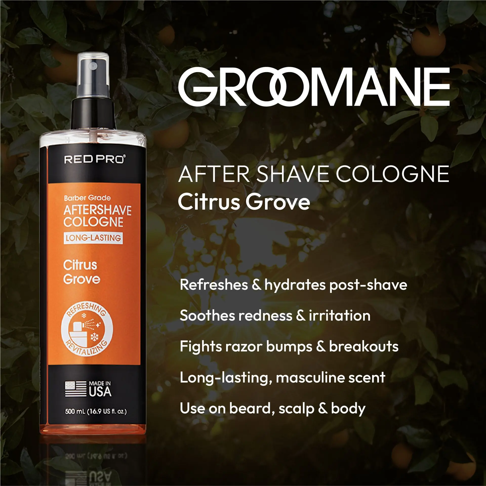Red PRO Groomane Cooling Aftershave Cologne for Men - Image 112