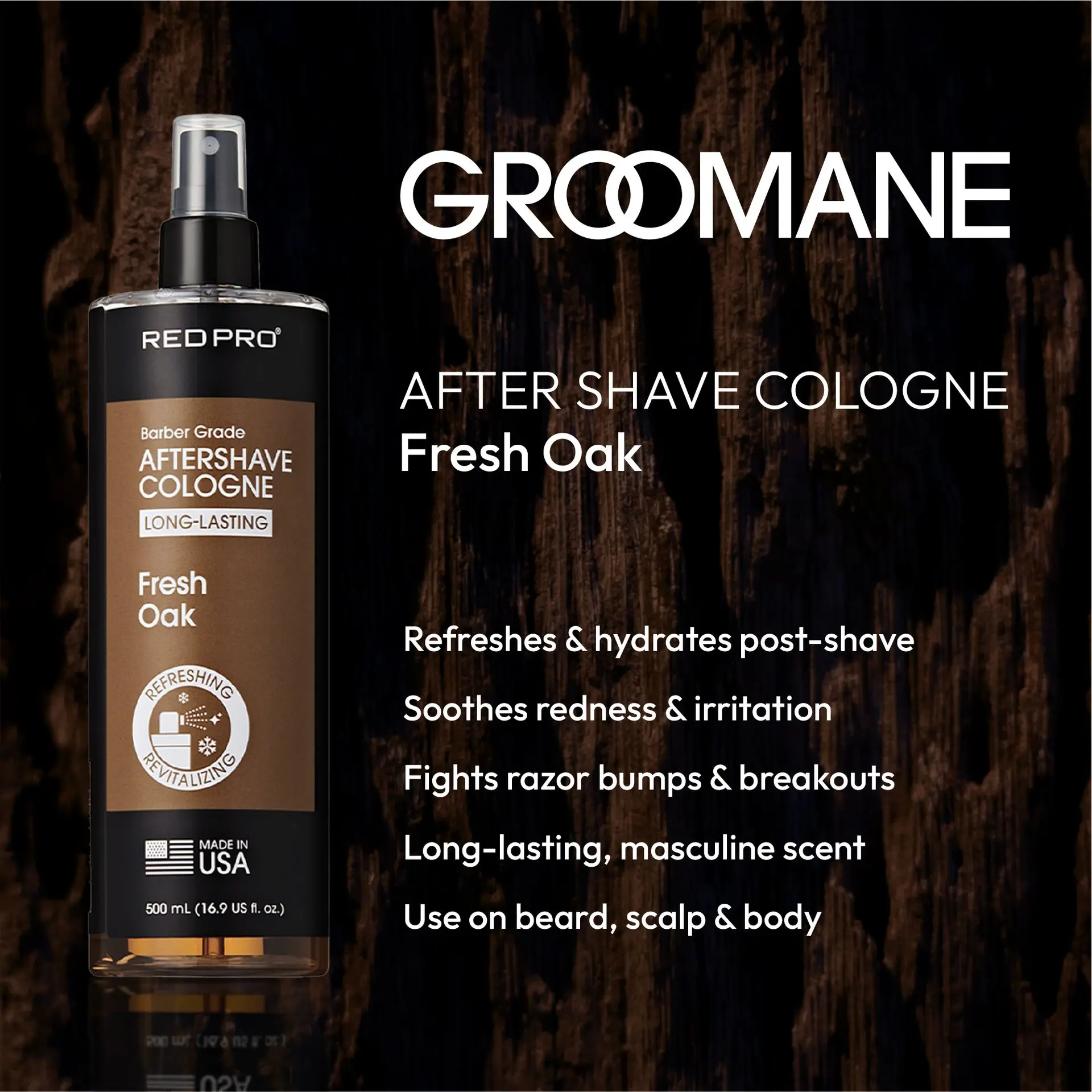 Red PRO Groomane Cooling Aftershave Cologne for Men - Image 12