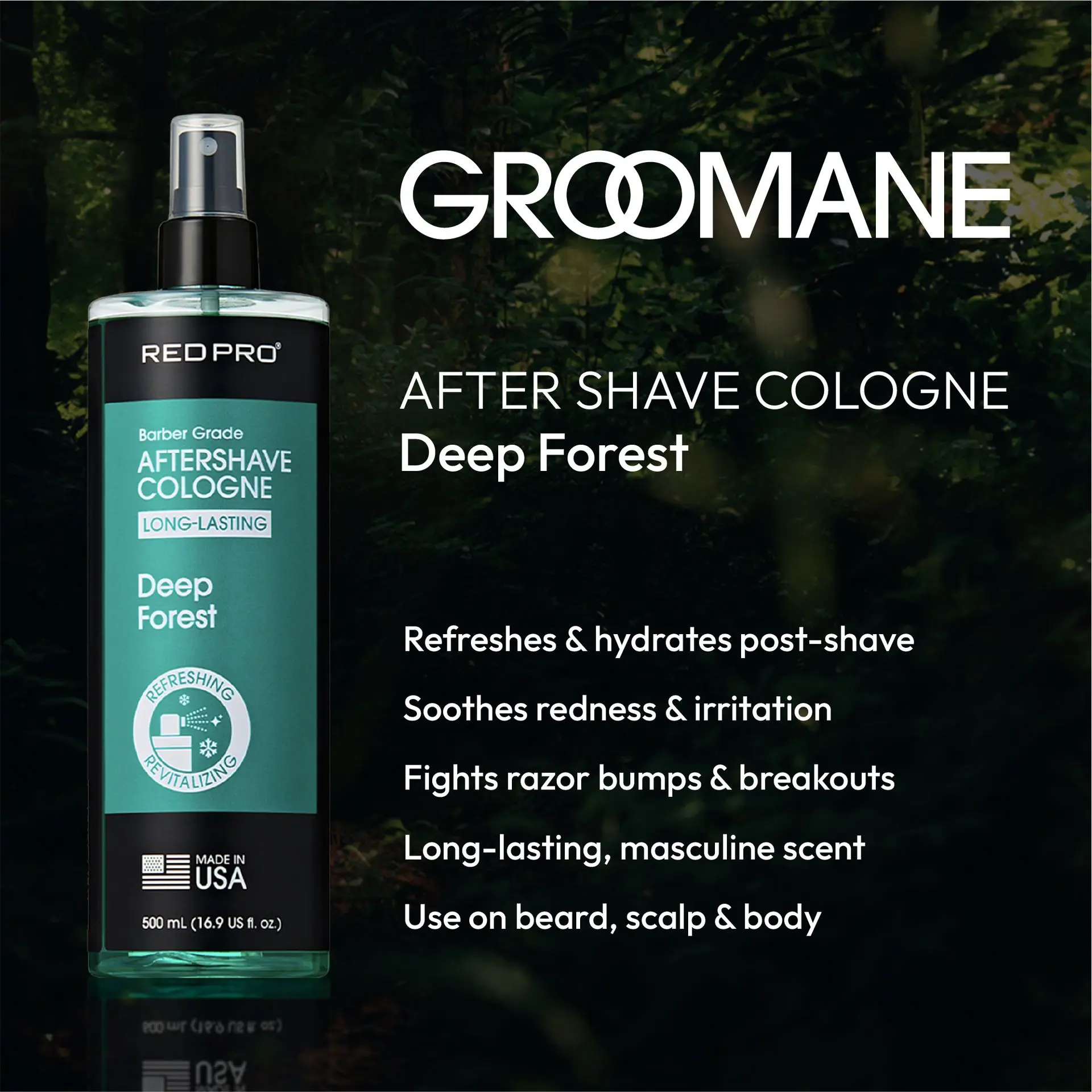 Red PRO Groomane Cooling Aftershave Cologne for Men - Image 2