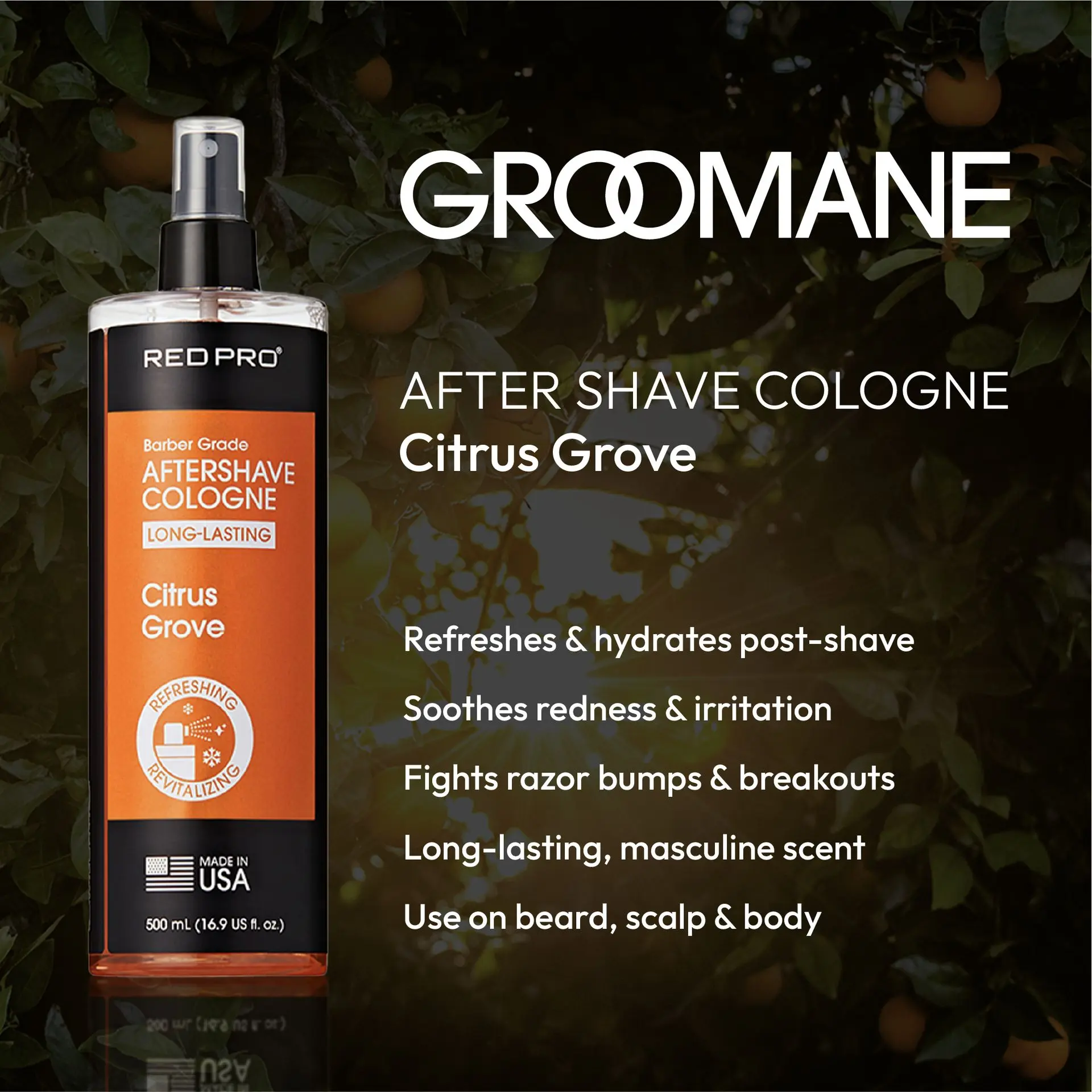 Red PRO Groomane Cooling Aftershave Cologne for Men - Image 52
